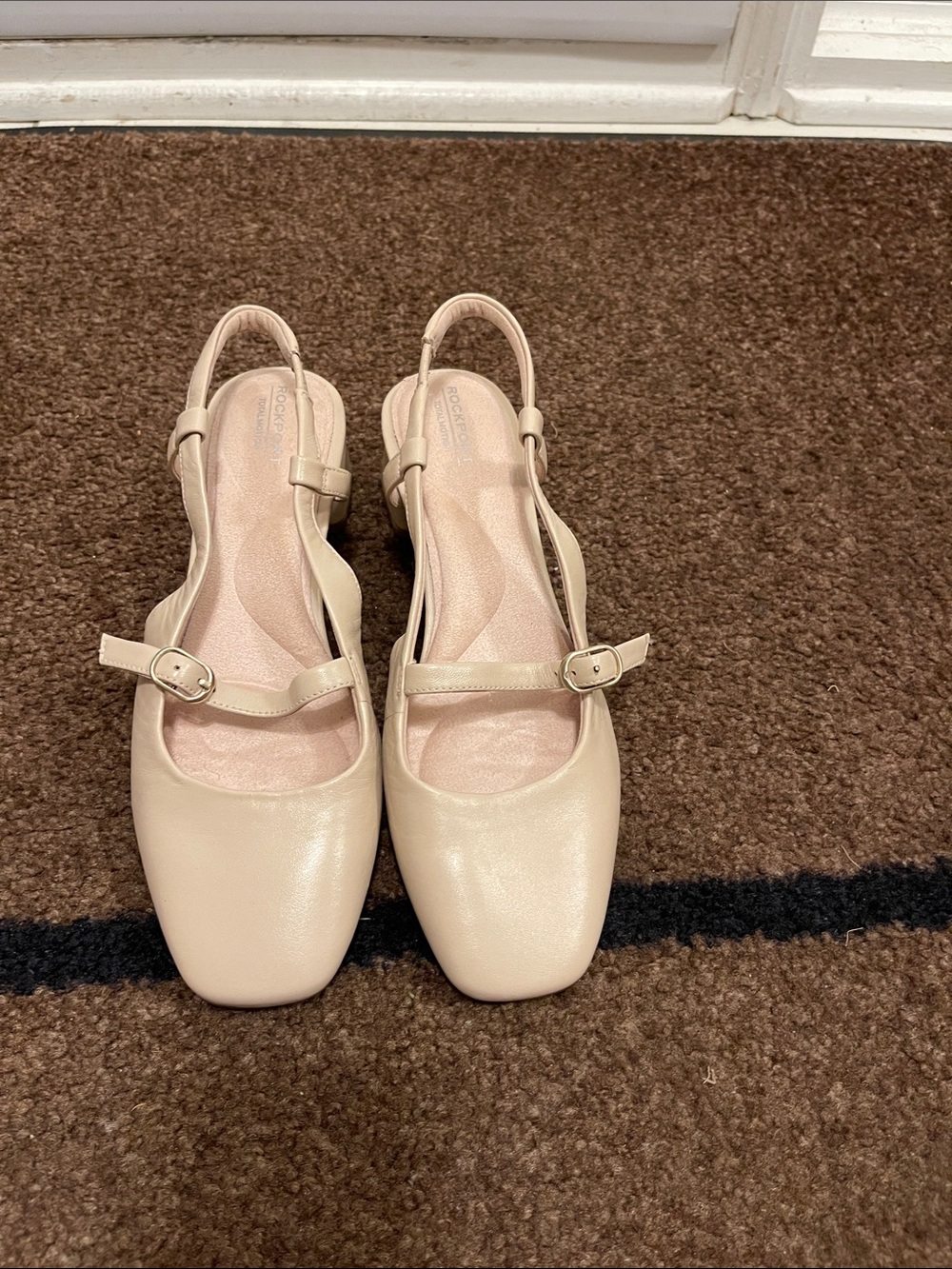 Rockport Cream Slingback Mary Jane low heel